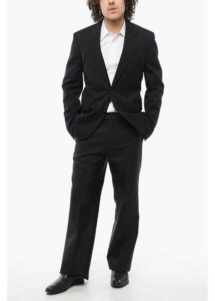 Sacouri Alexander McQueen Wool Braces Blazer With Flap Pockets Black Barbati (BM 17248217) 4