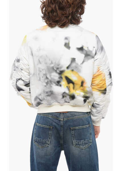 Bomber jacket Alexander McQueen Front Zipped Blurred Padded Bomber Jacket White Barbati (BM 17248223) 2