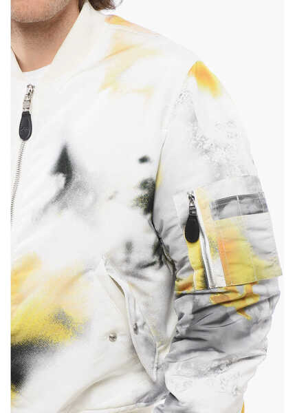 Bomber jacket Alexander McQueen Front Zipped Blurred Padded Bomber Jacket White Barbati (BM 17248223) 3