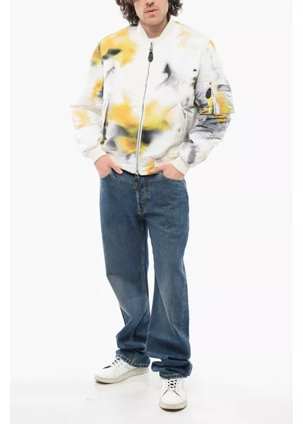 Bomber jacket Alexander McQueen Front Zipped Blurred Padded Bomber Jacket White Barbati (BM 17248223) 4