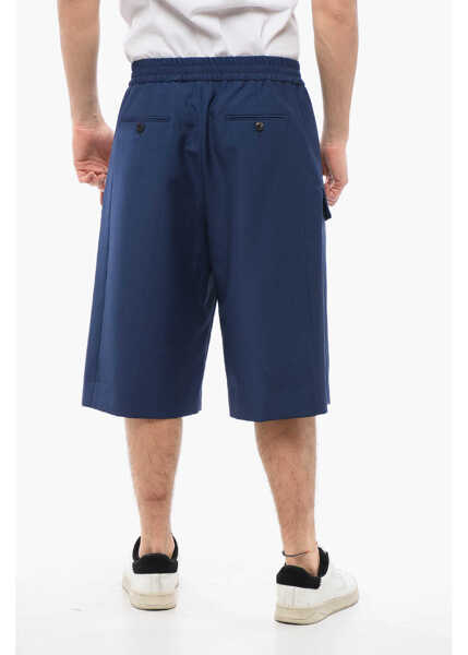 Pantaloni scurti Alexander McQueen Mohair Blend Cargo Shorts With Elastic Waistband Blue Barbati (BM 17248232) 2