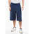 Alexander McQueen Mohair Blend Cargo Shorts With Elastic Waistband Blue