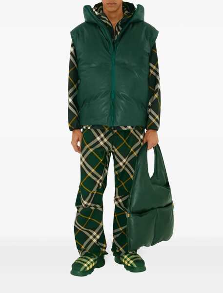 Pantaloni de trening Burberry Tartan Patterned Nylon Sweatpants With Drawstringed Ankle Green Barbati (BM 17248268) 2