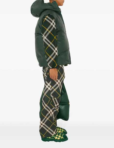 Pantaloni de trening Burberry Tartan Patterned Nylon Sweatpants With Drawstringed Ankle Green Barbati (BM 17248268) 3