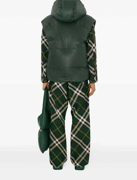 Pantaloni de trening Burberry Tartan Patterned Nylon Sweatpants With Drawstringed Ankle Green Barbati (BM 17248268) 4