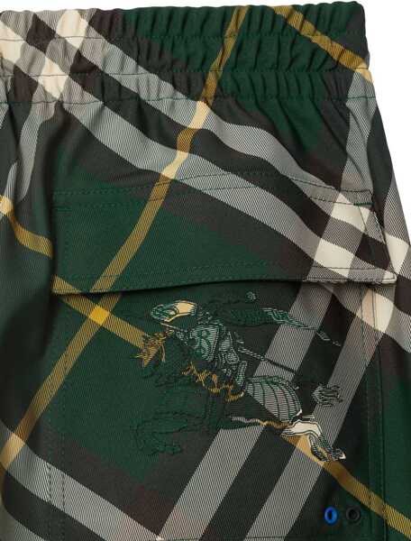 Pantaloni de trening Burberry Tartan Patterned Nylon Sweatpants With Drawstringed Ankle Green Barbati (BM 17248268) 5