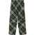 Burberry Tartan Patterned Nylon Sweatpants With Drawstringed Ankle Green