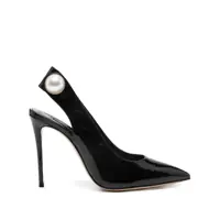Pantofi cu toc Casadei Black Leather Slingback Pumps Femei