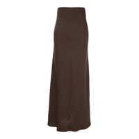 Fuste Brown Long Skirt With Volant Detail At The End In Satin Woman Femei