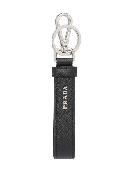 Accesorii Prada Prada Triangle-Logo Leather Keychain Black Barbati (BM 17252767) 2