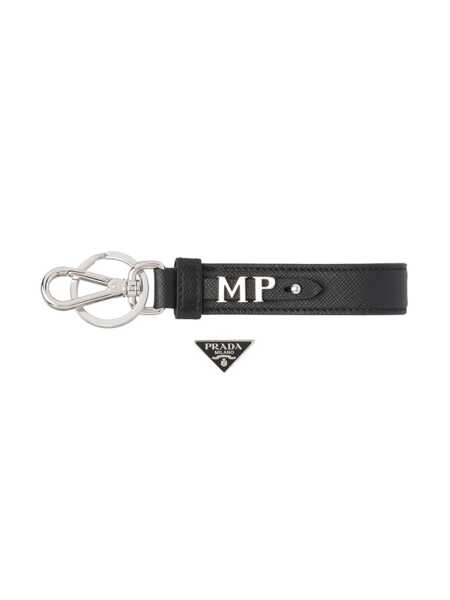 Accesorii Prada Prada Triangle-Logo Leather Keychain Black Barbati (BM 17252767) 3