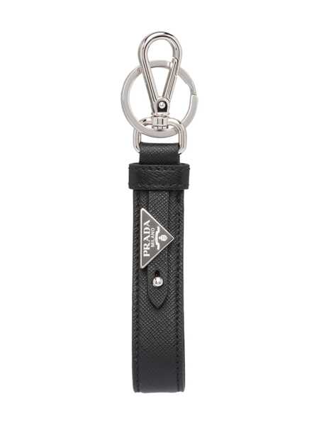 Accesorii Prada Prada Triangle-Logo Leather Keychain Black Barbati (BM 17252767) 1