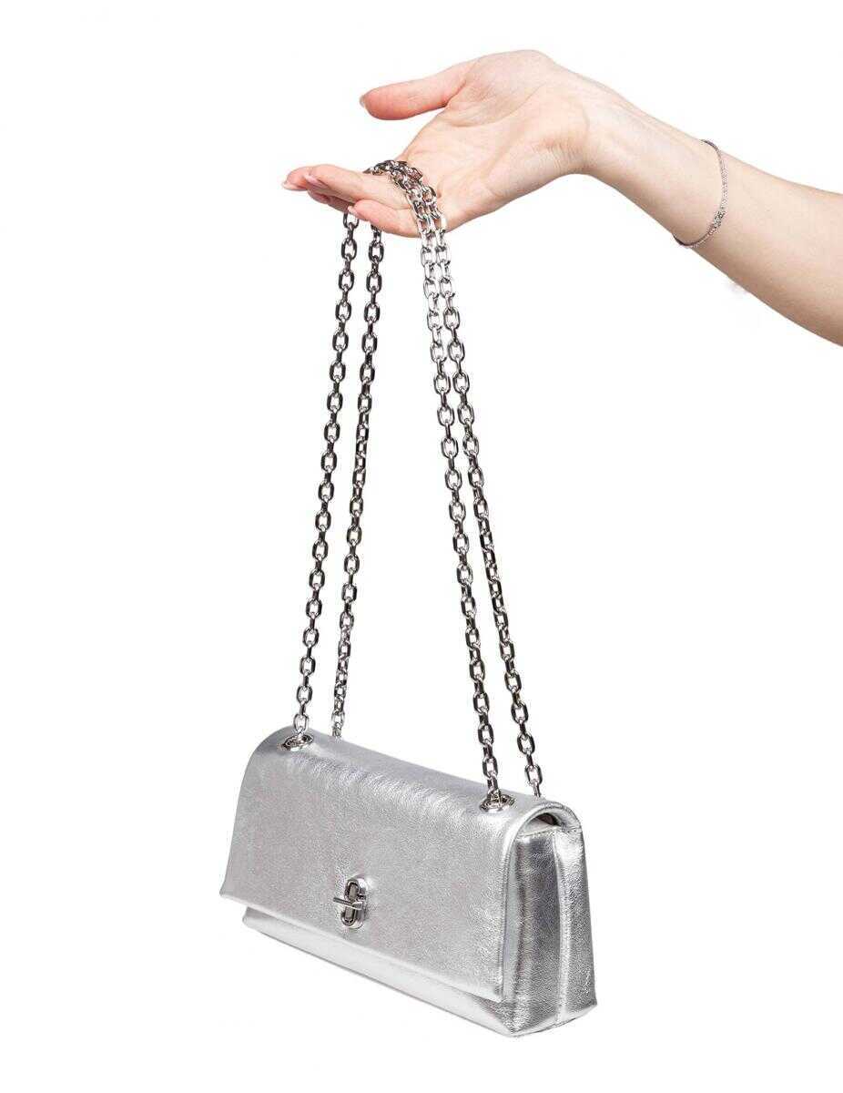 Genti de umar Marc Jacobs Marc Jacobs Shoulder Bag In Laminated Leather SILVER Femei (BM 17252800) 2