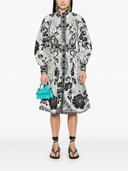 Rochii FARM RIO Black And White Long Dress With High Neck And All-Over Floral Print In Cotton Woman Multicolor Femei (BM 17252968) 2