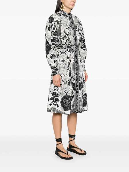 Rochii FARM RIO Black And White Long Dress With High Neck And All-Over Floral Print In Cotton Woman Multicolor Femei (BM 17252968) 3