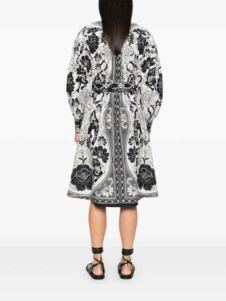 Rochii FARM RIO Black And White Long Dress With High Neck And All-Over Floral Print In Cotton Woman Multicolor Femei (BM 17252968) 4