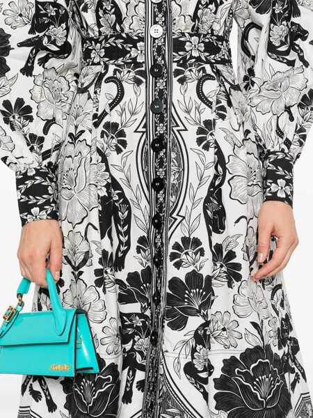 Rochii FARM RIO Black And White Long Dress With High Neck And All-Over Floral Print In Cotton Woman Multicolor Femei (BM 17252968) 5