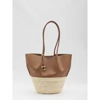 Genti de mana TOD'S Medium Shopping Bag In Brown Leather And Raffia
