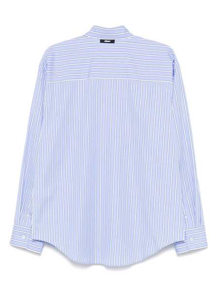 Camasi MSGM Light Blue Shirt With All-Over Striped Motif And Logo On The Front In Cotton Man BLUE Barbati (BM 17253082) 2