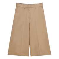 Pantaloni casual Beige Wide Bermuda Shorts With Belt Loops And Back Pockets In Cotton Woman Femei