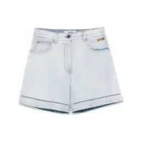 Pantaloni casual Light Blue Bermuda Shorts With Pocket Logo And Perforated Details In Denim Woman Femei