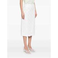 Fuste MSGM Dama - Fuste MSGM White Skirt With All-Over Applications In Cotton Blend Woman WHITE Femei (BM 17253091) - B-mall.ro