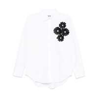 Camasi Msgm Cotton White Shirt With Front Detail Femei