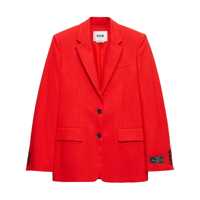 Geci Red Jacket With Classic Lapels And Chest Pocket In Viscose Blend Woman Femei
