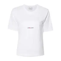 Tricouri Saint Laurent Cotton Crew-Neck T-Shirt Femei