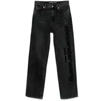 Blugi Alexander Wang Black Jeans With Logo Print On The Leg Femei