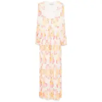 Rochii Raquel Diniz Long White Silk Dress With Multicolored Print Femei