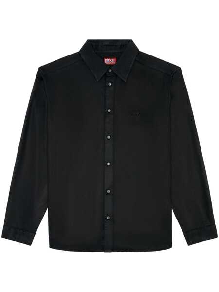 Camasi Diesel Black Shirt With D Logo On The Front In Lyocell Man Black Barbati (BM 17256451) 1