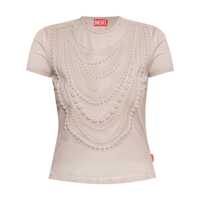 Tricouri Diesel 'T-Nekka' White T-Shirt With Embossed Details On The Front In Cotton Blend Woman