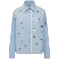 Camasi Light Blue Shirt With Classic Collar And Embellishments On The Front In Cotton Woman Femei