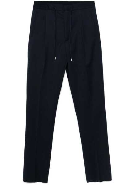 Pantaloni Lardini Blue Pants With Elastic Waist And Drawstring In Virgin Wool Man BLUE Barbati (BM 17259820) 1