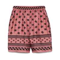 Pantaloni casual Pink Bermuda Shorts With Dg Logo Printed All-Over In Silk Woman Femei