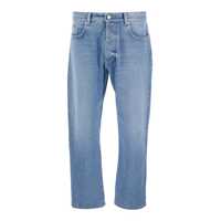 Blugi Light Blue Jeans With Logo Patch On The Rear In Denim Man Barbati