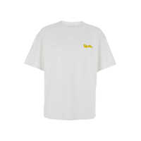 Tricouri White Crewneck T-Shirt With Logo Lettering On The Front In Cotton Man Barbati