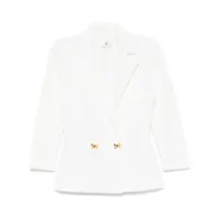 Sacouri Elisabetta Franchi Ivory Knit Double-Breasted Blazer Femei