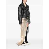 Geci Rick Owens Dama - Geci Rick Owens Jumbo Black Cropped Jacket With Notched Revers And Waist Belt In Leather Woman Black Femei (BM 17265079) - B-mall.ro
