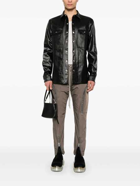 Geci Rick Owens Black Jacket With Patch Pockets On The Chest In Cotton Blend Man Black Barbati (BM 17265127) 2