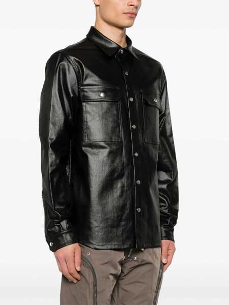 Geci Rick Owens Black Jacket With Patch Pockets On The Chest In Cotton Blend Man Black Barbati (BM 17265127) 3