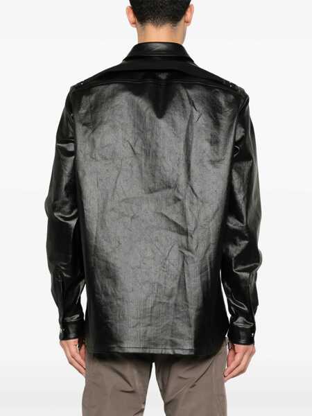 Geci Rick Owens Black Jacket With Patch Pockets On The Chest In Cotton Blend Man Black Barbati (BM 17265127) 4