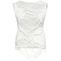 Topuri Mm6 Maison Margiela White Cotton Top With Rips Femei