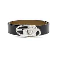 Curele Diesel Black Belt With Oval Silver Logo Buckle Femei