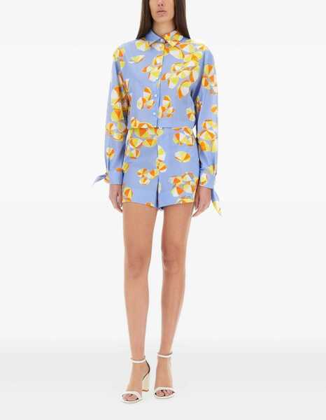 Bluze MOSCHINO JEANS Cropped Shirt Beach Umbrellas BABY BLUE Femei (BM 17268011) 2