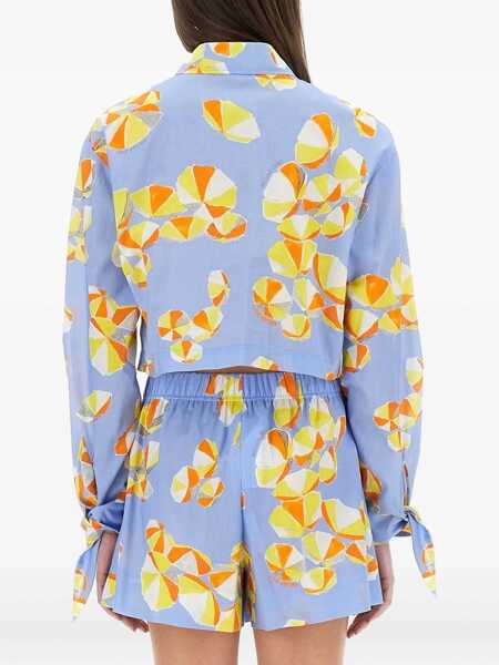 Bluze MOSCHINO JEANS Cropped Shirt Beach Umbrellas BABY BLUE Femei (BM 17268011) 3