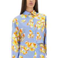 Imbracaminte MOSCHINO JEANS Dama - Bluze MOSCHINO JEANS Cropped Shirt Beach Umbrellas BABY BLUE Femei (BM 17268011) - B-mall.ro
