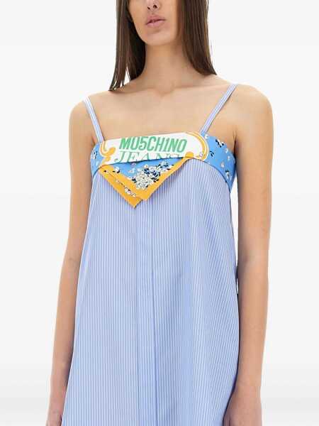 Rochii casual MOSCHINO JEANS Patchwork Cotton Dress BABY BLUE Femei (BM 17268014) 4