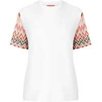 Tricouri T-Shirt With Zig Zag Knit Sleeves Femei